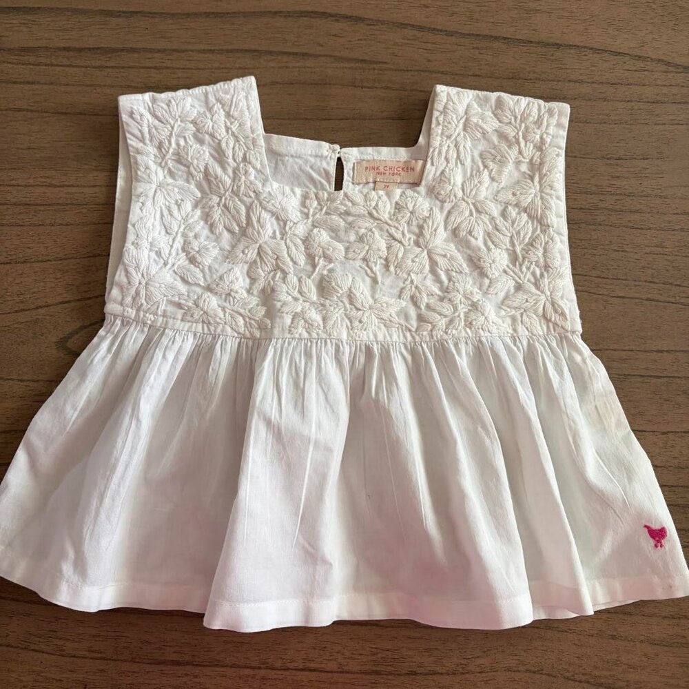 Pink Chicken New York Baby Girl's White Kamari Top 2T